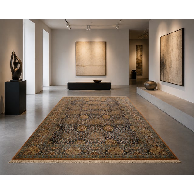 Hand-Knotted Silk Qum Rug by Sadeghi Khan, 1980s For Sale - Image 14 of 15