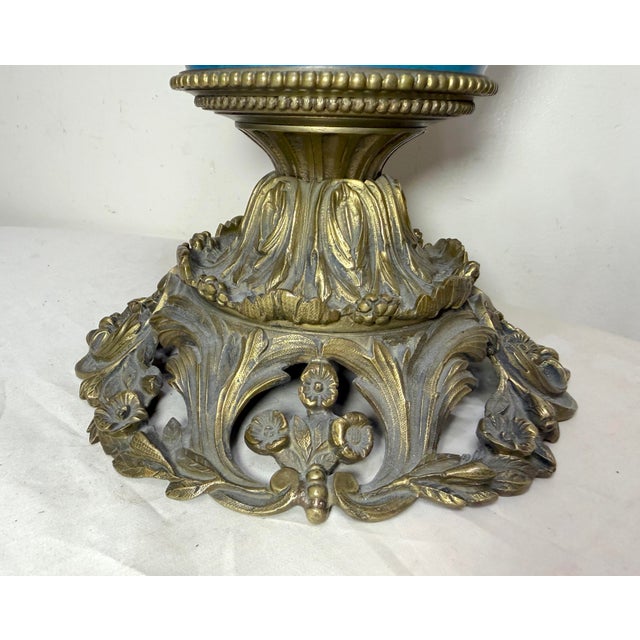 Large Antique Ornate Sevres Painted Porcelain Bronze Electric Table Lamp Vase For Sale In New York - Image 6 of 16