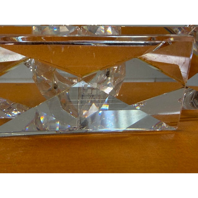 Glass Vintage 1980s Swarovski Austrian Crystal 3-Light Candelabra Candle Holder - Model 7600 For Sale - Image 7 of 8