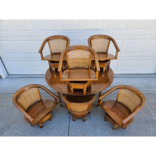Mid-Century Modern Jim Peed for Hickory Manufacturing -Six Model 5105 Swivel Chairs and Table For Sale - Image 3 of 18