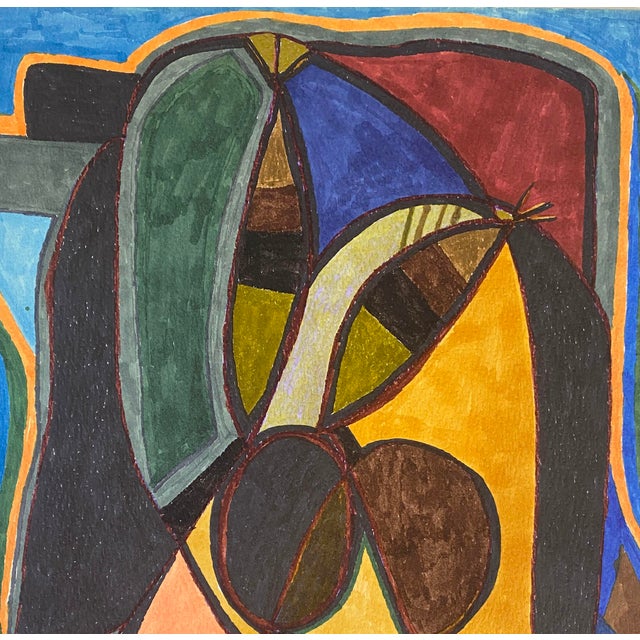 Felt Pens on Paper Abstract Yjr Framed " L'oeil" For Sale - Image 4 of 6