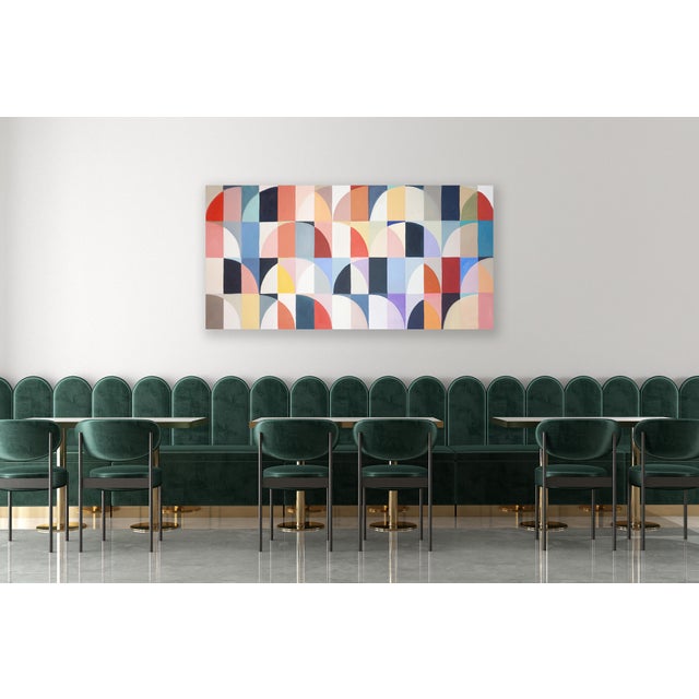Gray 2026, Bauhaus Patterns in Harlequin Tones, Coral Ripples, Acrylic Paint on Cotton Canvas by Natalia Roman For Sale - Image 8 of 8
