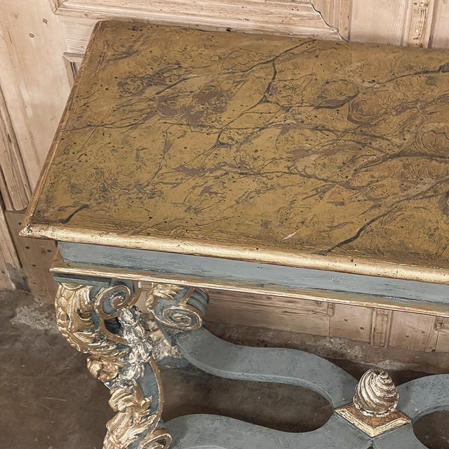 Bronze Early 19th Century Italian Baroque Faux-Sienna Marble Console For Sale - Image 8 of 18