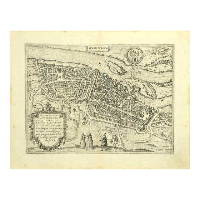 Franz Hogenberg - Map of Magdeburg - Etching - Late 16th Century For Sale