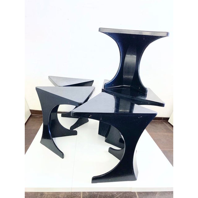 Peter Ghyczy Black Plastic Modular Triangel Dining Tableby attributed to Peter Ghyczy, 1970s For Sale - Image 4 of 17