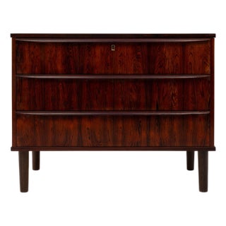Vintage Danish Mid-Century Rosewood Three-Drawer Lowboy Dresser For Sale