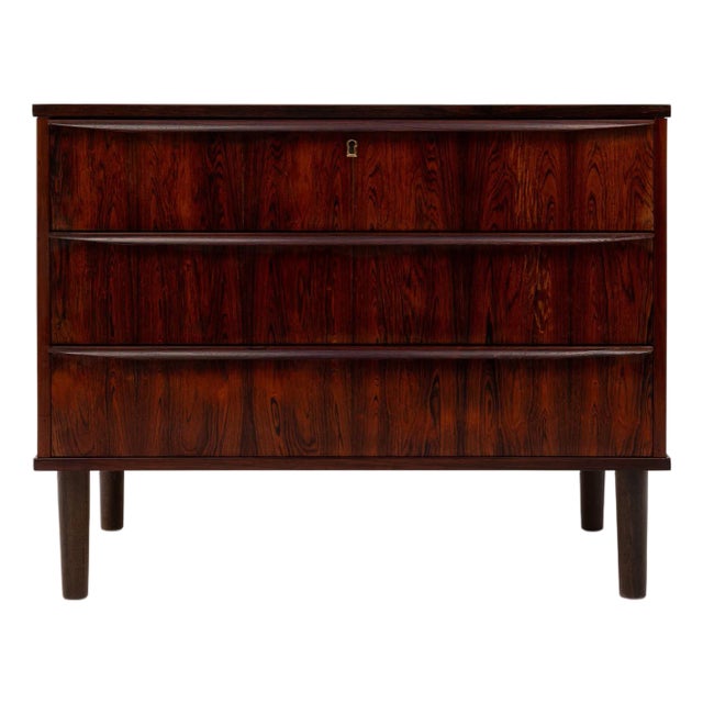Vintage Danish Mid-Century Rosewood Three-Drawer Lowboy Dresser For Sale