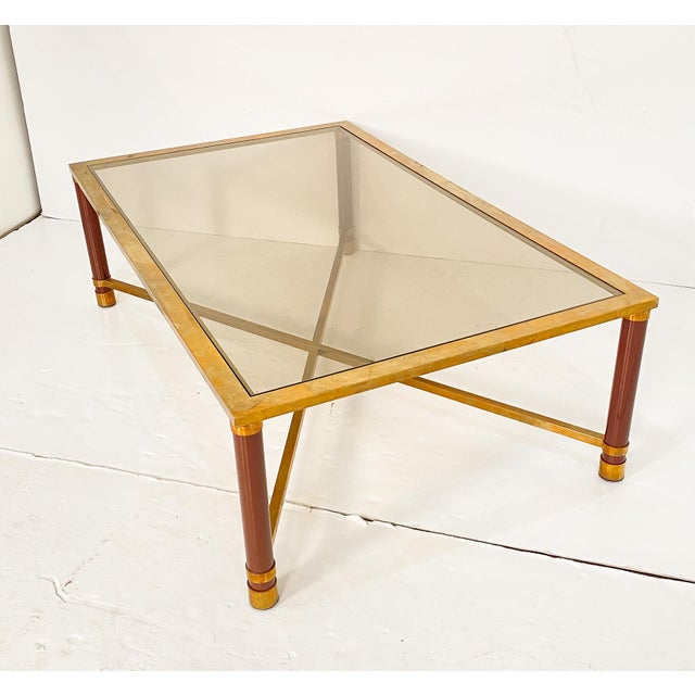 Mid 20th Century French Modern Rectangular Cocktail or Coffee Low Table of Brass and Smoked Glass For Sale - Image 5 of 11