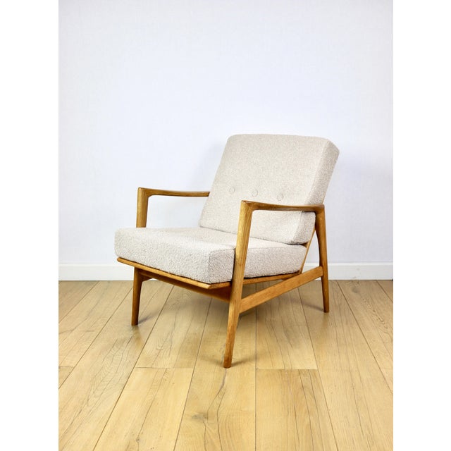 1970s Polish Beige Stefan Oak Armchair, 1970s For Sale - Image 5 of 13
