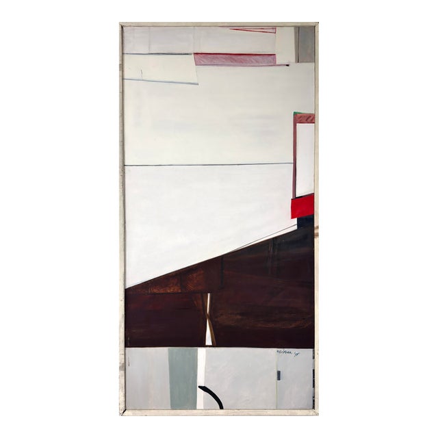 Vintage Monumental Abstract Minimalist Geometric Study, Signed (Oil on Canvas) For Sale