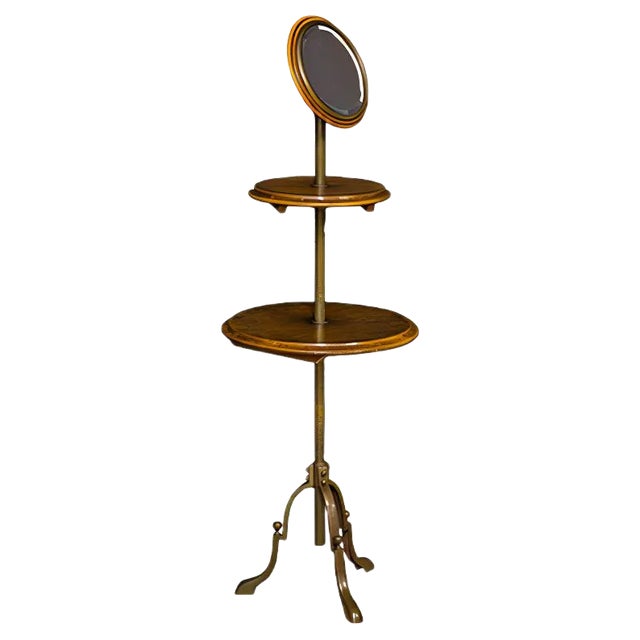 Antique Edwardian Walnut and Glass Shaving Stand For Sale
