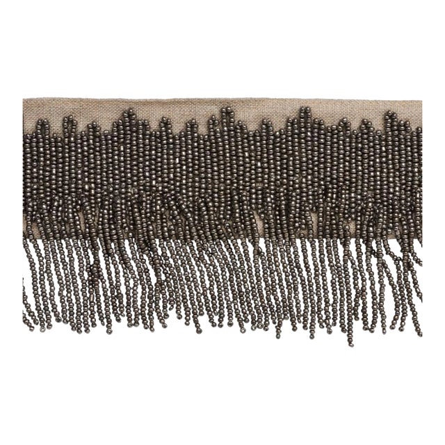 Sample - Schumacher Starling Beaded Fringe in Pewter For Sale