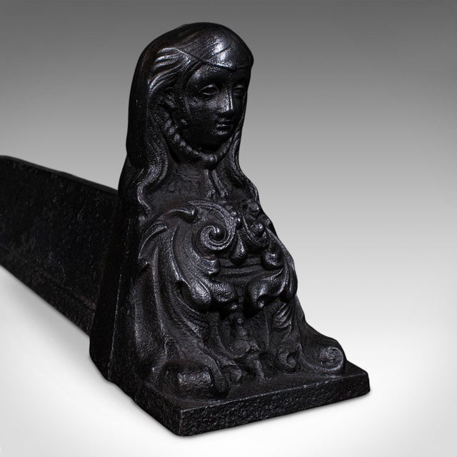 Black Pair of Antique Figural Fireplace Chenets, French, Great Exhibition, Victorian For Sale - Image 8 of 9