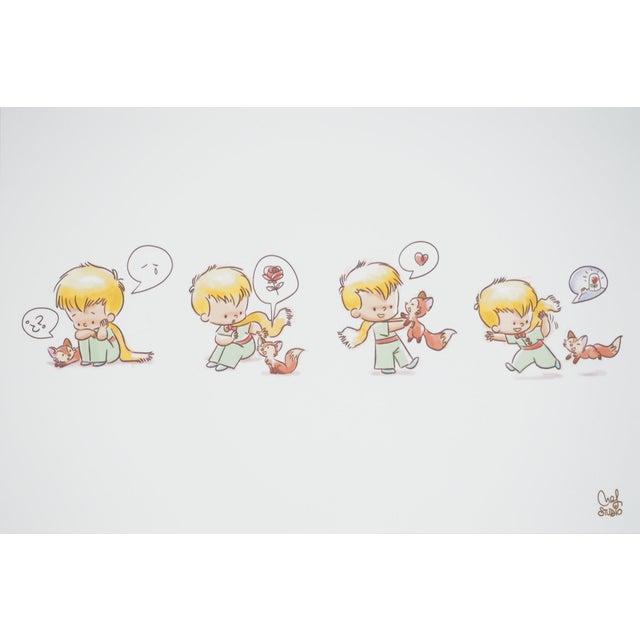Antoine De Saint-Exupery, Le Petit Prince et son ami le renard, Lithograph For Sale