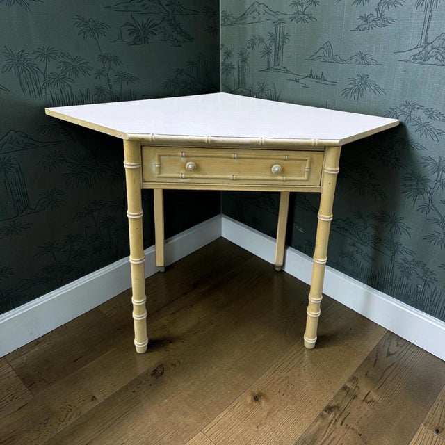 Thomasville Corner Desk and Chair Thomasville Allegro Faux Bambo 1966 For Sale - Image 4 of 18