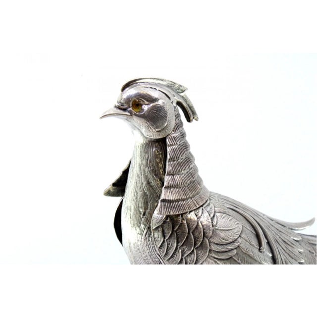 Pheasants in Silver with Reliefs and Applications, Set of 2 For Sale - Image 4 of 11
