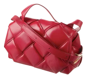 2020s Bottega Veneta Red Padded Intrecciato Top Handle Shoulder Hand Bag Leather