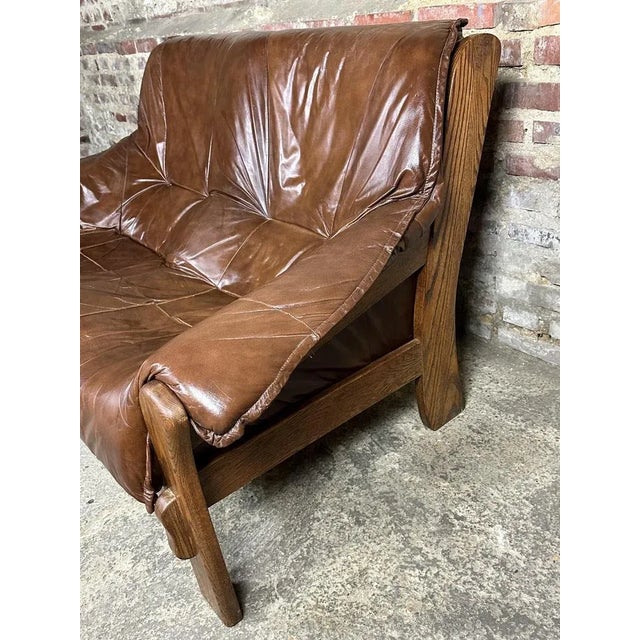 Vintage Sofa in Wood and Leather in the style of Percival Lafer, 1960s For Sale - Image 6 of 10