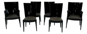 Enrique Garcel for Jimeco Black Lacquered Dining Chairs, Columbia 1970