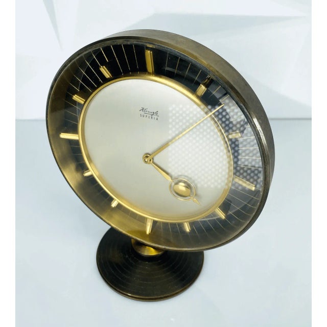 1950s Superia Table Clock in Brass from Kienzle, 1950s For Sale - Image 5 of 8
