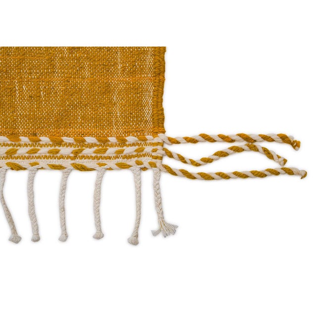 Goldenrod Flatweave Rug in Hand-Knotted Wool by Azele Studio For Sale - Image 8 of 9