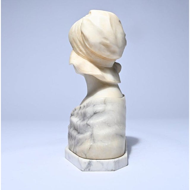 Baroque Gustave van Vaerenbergh, Bust of a Young Girl, Marble For Sale - Image 3 of 8