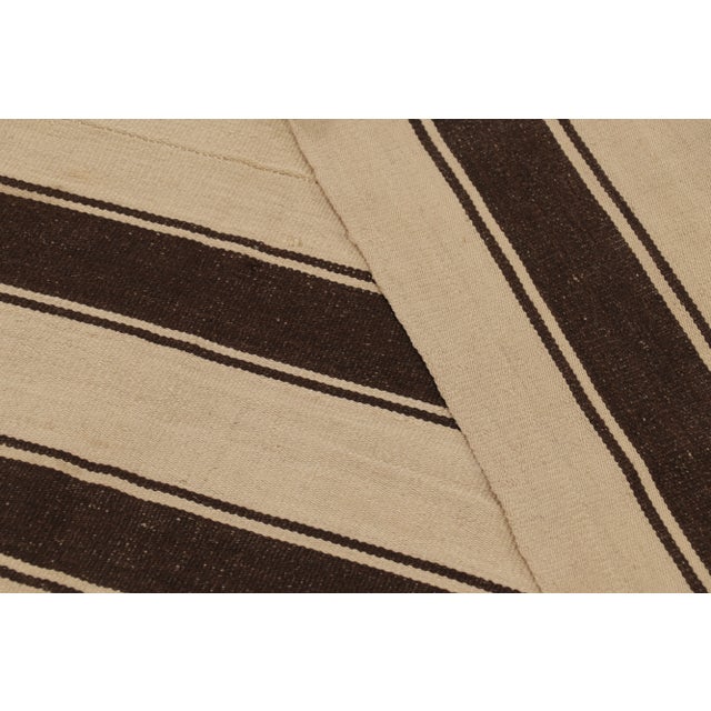 Beige Vintage Persian Palas Bidjar Kilim in Beige With Bold Brown Stripes - Rug & Kilim For Sale - Image 8 of 8