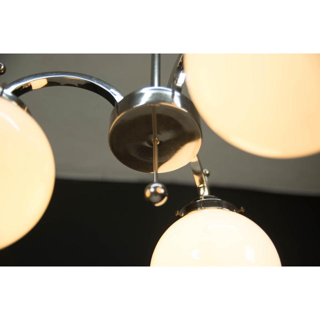 Art Deco Nickel-Plated 3-Flame Chandelier, 1920s For Sale - Image 10 of 13