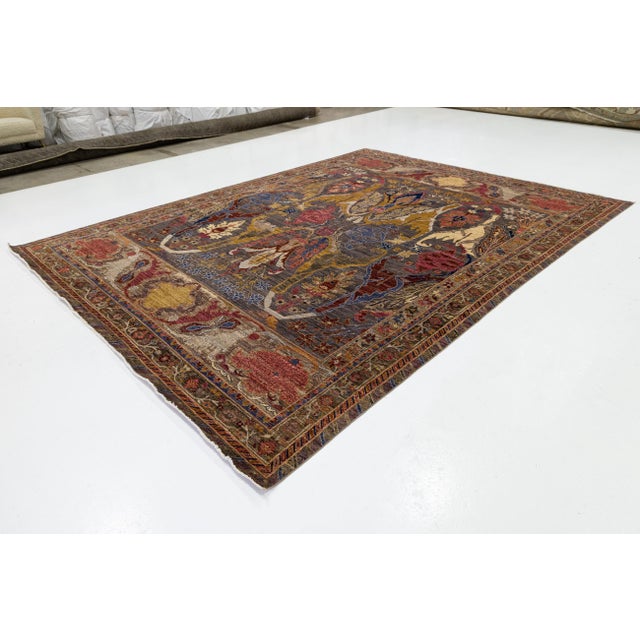 Modern Modern Bidjar Style Hand-Knotted Wool Area Rug Floral Design in Earthy Charcoal For Sale - Image 3 of 11