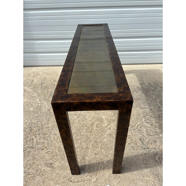 Mid-Century John Widdicomb Faux Tortoiseshell and Brass Console For Sale In Philadelphia - Image 6 of 11