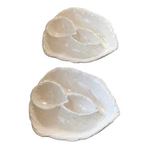 Mid Century Italian Artichoke Plates in an Ivory Glaze-Set of 2