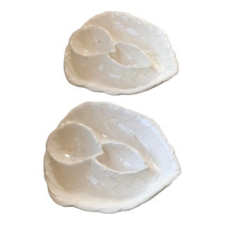 Vintage Italian Artichoke Plates in an Ivory Glaze-Set of 2 For Sale