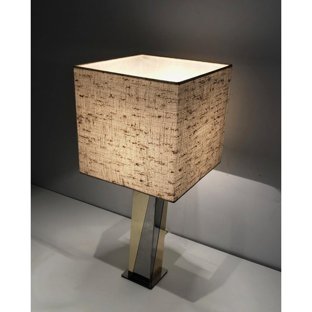 Metal 1970s Chrome and Gilt Metal Table Lamp, French Work For Sale - Image 7 of 12