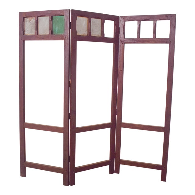 Wooden Folding Screen Frame with Panels, 1950 For Sale