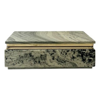 1950s Italian Marble Box With Brass Trim For Sale