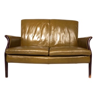 Two-Seater Sofa in Moss Green Froxfield Leather by Parker Knoll, 1960 For Sale