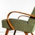 : 1950’s Jaroslav Šmídek Original Armchairs In A Tufted Forest Jacquard – Sprung Seat. Sourced direct in the Czech...