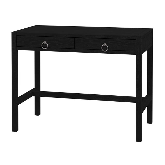 Black Lark 40 in. W Rectangular Wood 2 Drawer Writing Desk, Washed Black For Sale - Image 8 of 8