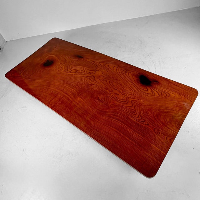 1960s Large Japanese Zataku Low Table in Keyaki Wood, 1960s For Sale - Image 5 of 18