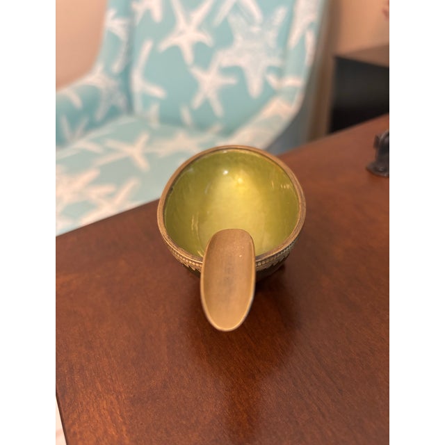 Evans Vintage Evans Green Enamel & Brass Art Deco Ashtray For Sale - Image 4 of 7
