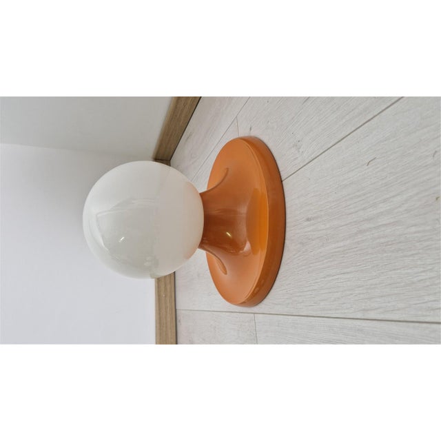 Mid-Century Modern Large Orange Light Ball Wall Lamp in Metal and Opaline Glass by Achille and Pier Giacomo Castiglioni for Flos, 1970s For Sale - Image 3 of 15
