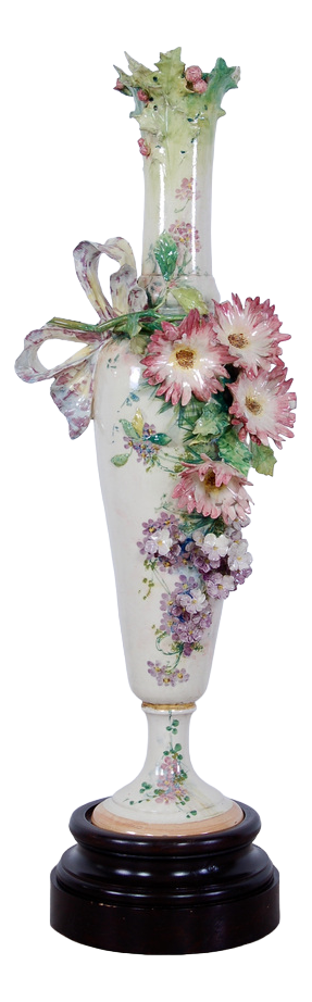 Barbottine White Vase, 1890s