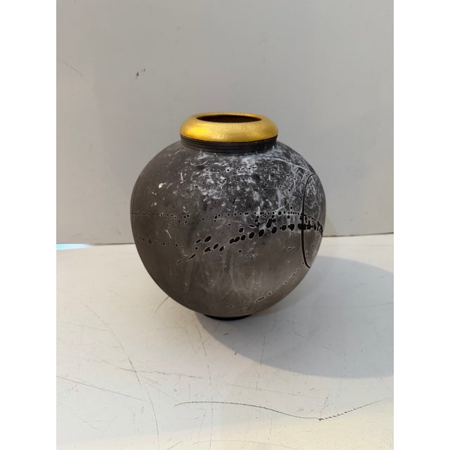 Mid-Century Modern Vintage Studio Pottery Vessel, Signed For Sale - Image 3 of 9