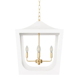 Matthew Izzo Home - Wimble White Powder Coat & Brass Lantern Pendant For Sale