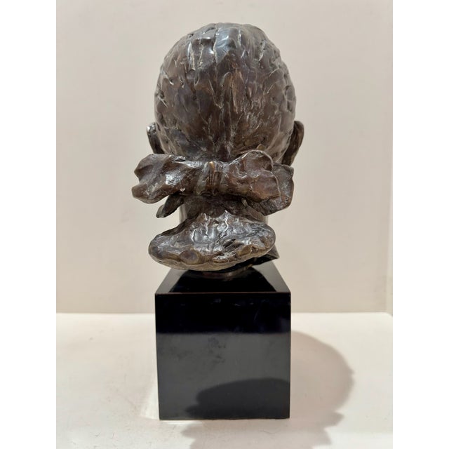 Metal 1960s Larry Mohr Dark Bronze Bust Sculpture Signed From Artist Estate For Sale - Image 7 of 11