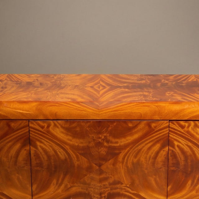 Brown Pace Collection Floating Credenza Sideboard Console in High-Gloss Burlwood For Sale - Image 8 of 8