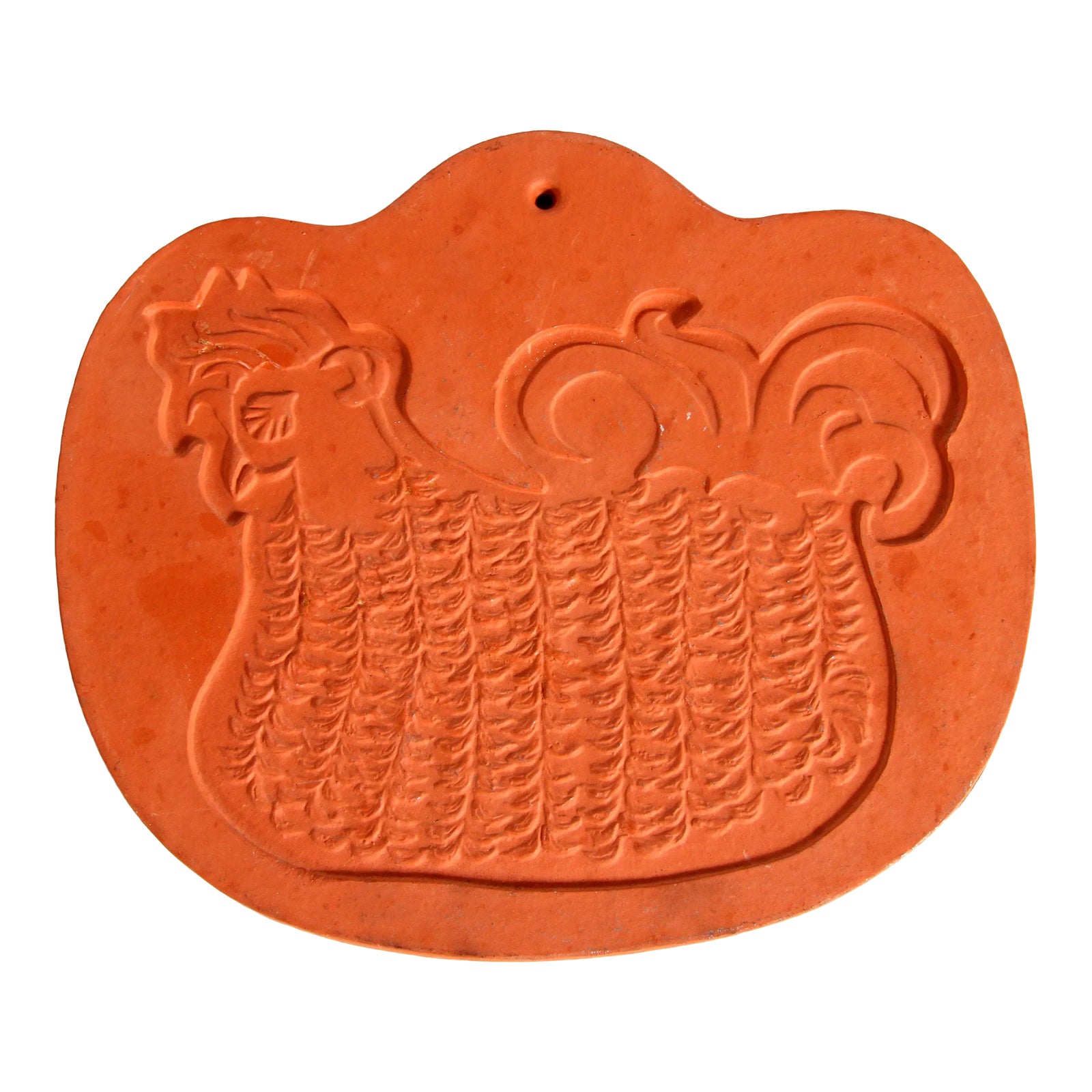 C.1964 Mid Century Terracotta Ceramic Rooster Trivet by David Gil for Bennington Pottery