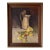 Vintage Floral & Pitcher Still Life Oil Painting on Masonite - Framed For Sale