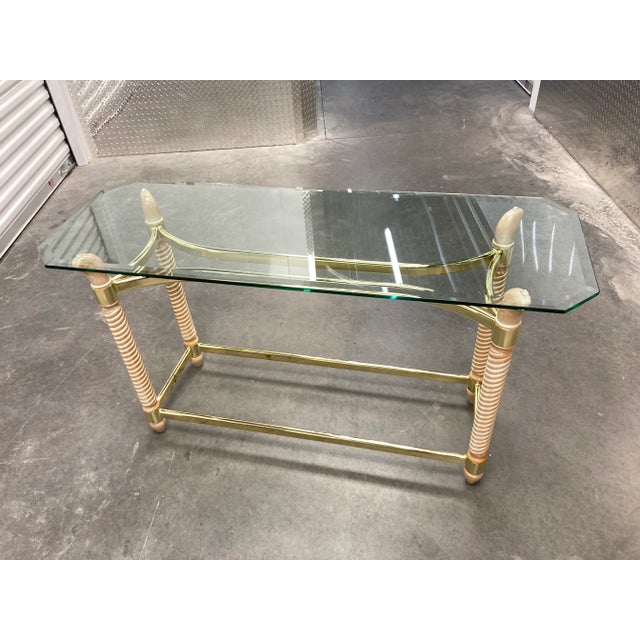 Off-white Mid-Century Modern Tommaso Barbi Style Console Sofa Table For Sale - Image 8 of 13