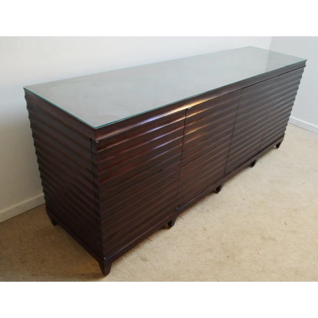 Late 20th Century Barbara Barry for Baker Fluted Sideboard With Protective Glass Top For Sale In Philadelphia - Image 6 of 15